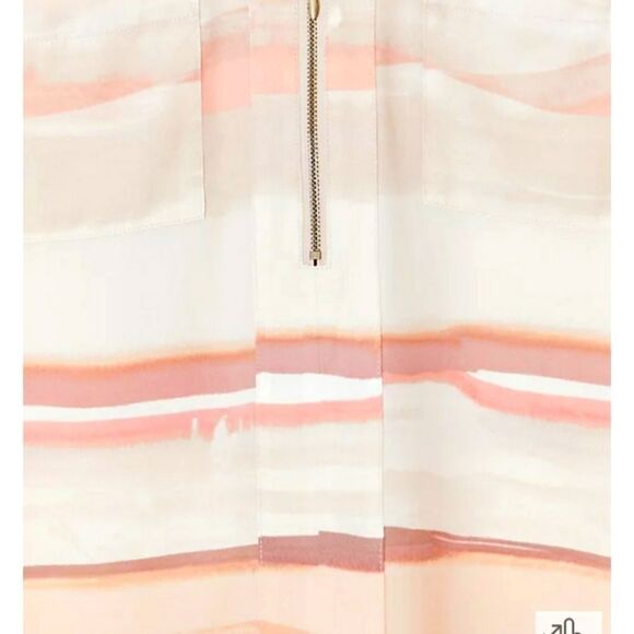 Woman's Torrid Watercolor Georgette Zip Front Top 0 12 Peach Stripes - Picture 8 of 9